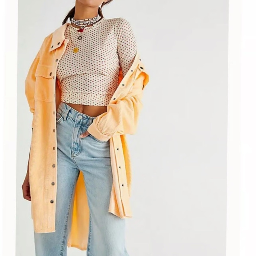 Free People Vianna Cord Shacket Top Size S